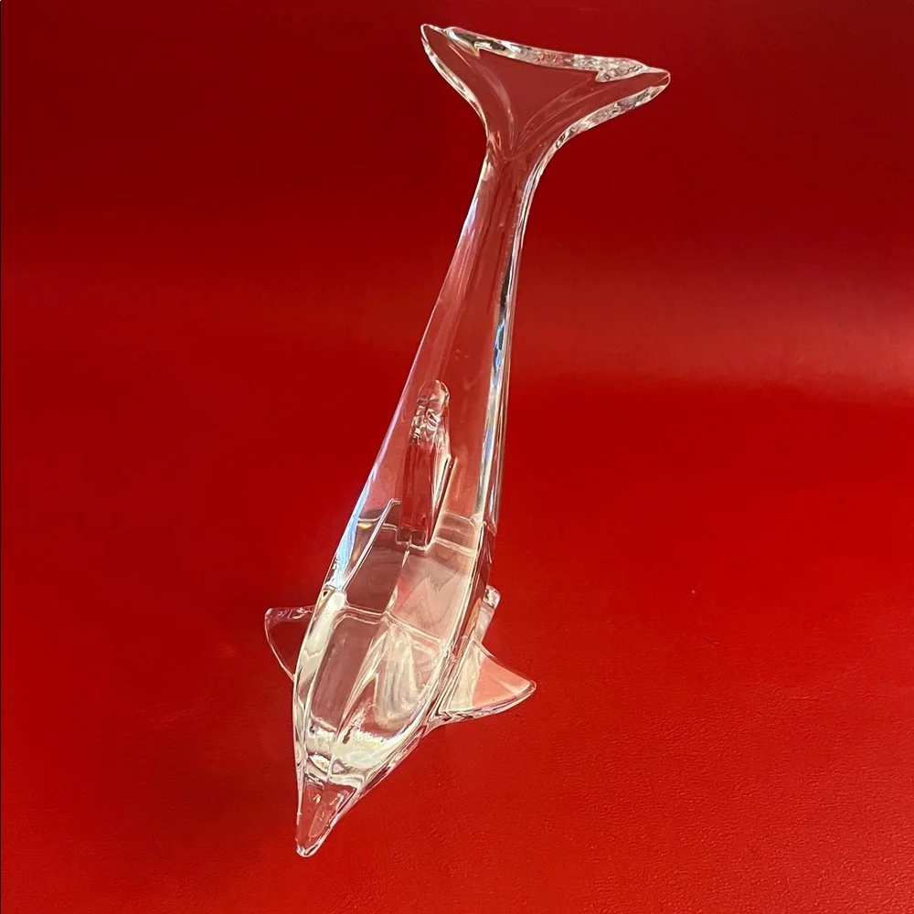 Vintage Cristal D Arques France Crystal Dolphin Figurine 7.75”L